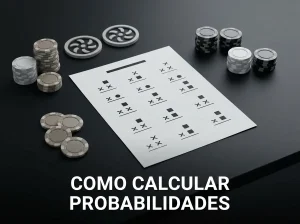 Fichas de casino, símbolos de spins e uma folha com contas de multiplicação